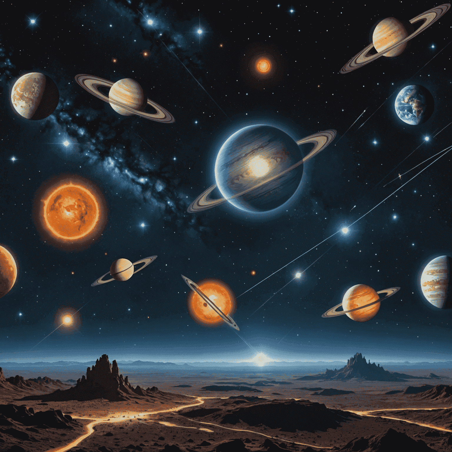 A captivating image depicting various unexplained space phenomena, including strange celestial objects, mysterious light patterns, and enigmatic cosmic structures